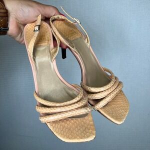 Stuart Weitzman Sandals Heels‎ Snake Print Strappy Stilettos Women Party Elegant